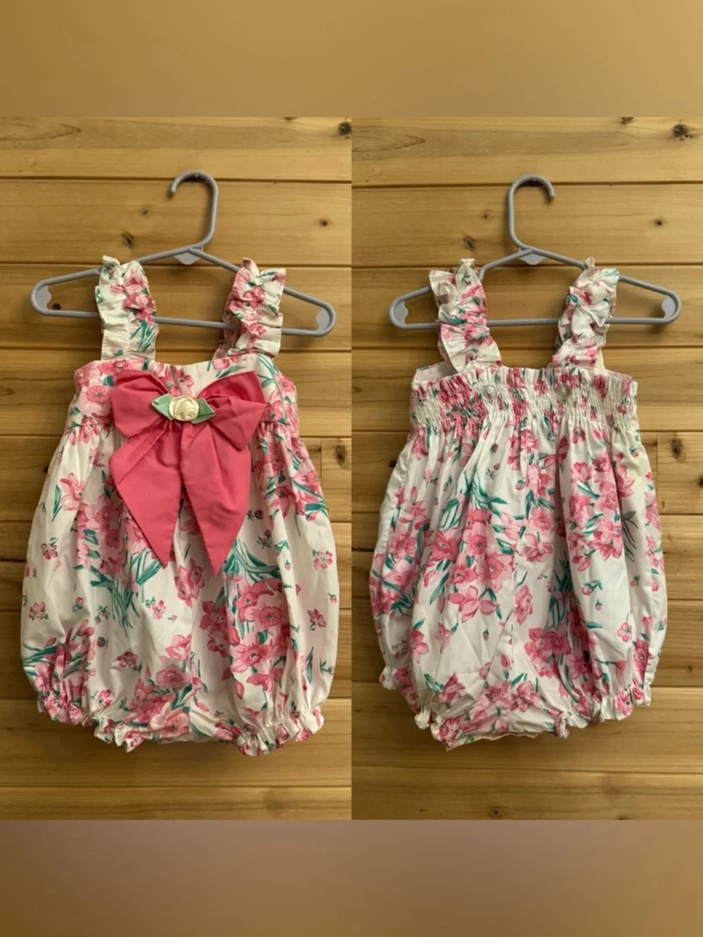 Vintage Bundle 90’s 12-18M Floral Coquette Colorful Romper Bow Frilly Pink